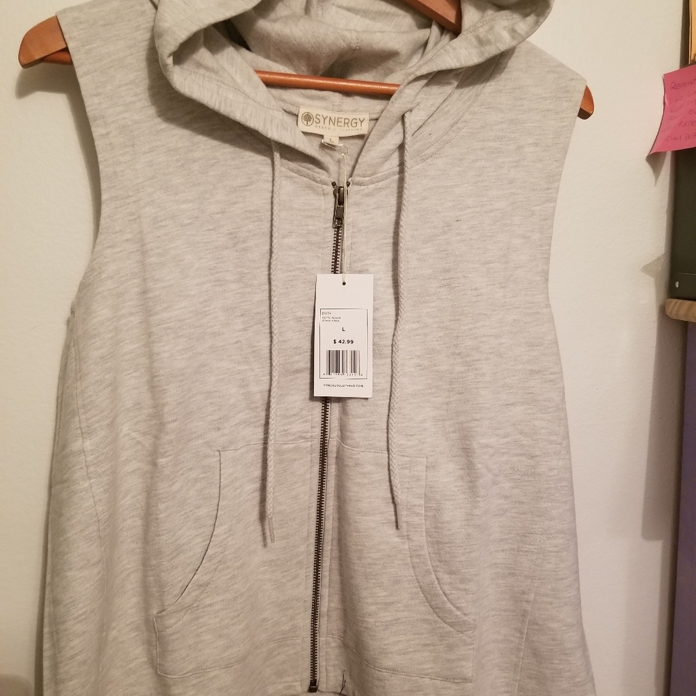 Available: NWT Synergy Organic Light Grey ZipUp Vest Sz Large